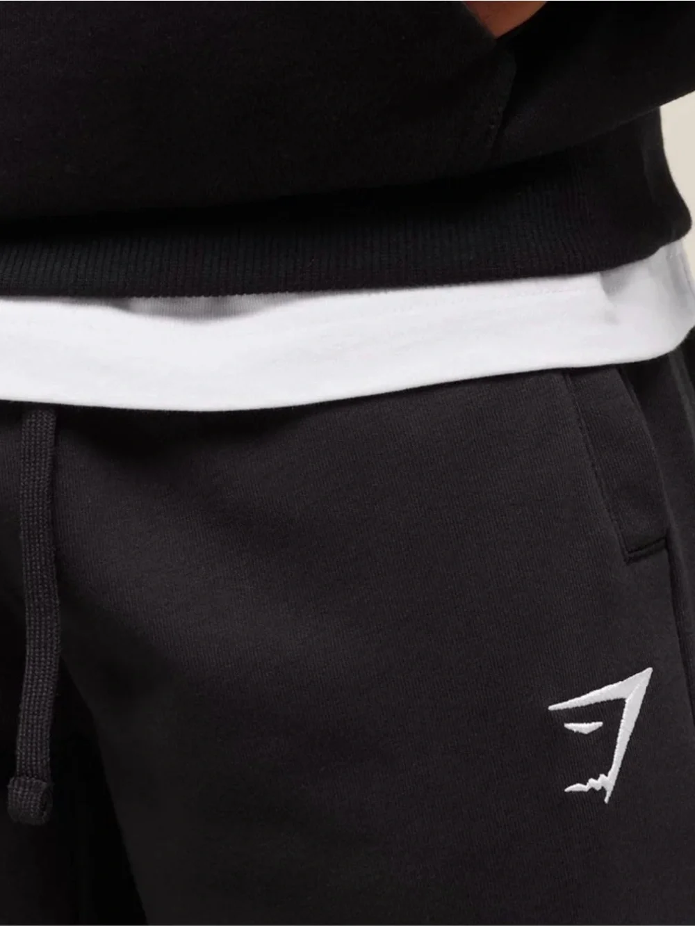 Gymshark Black Men's Logo Joggers with White Accent ESSENTIAL OVERSIZED JOGGERS